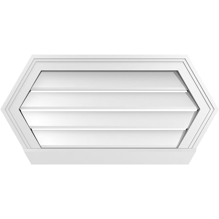 Ekena Millwork Half Round Surface Mount PVC Gable Vent: Functional, w/ 2"W x 2"P Brickmould Sill Frame, 28"W x 14"H GVPHR28X1403SF